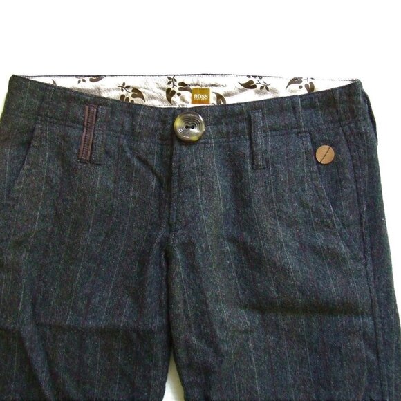 Hugo Boss grey pants wool pinstripe Joyce style women's trousers fall winter - Picture 9 of 12